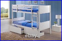 Kids Childrens White Bunk Bed with Trundle