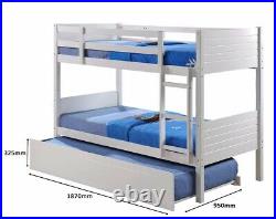 Kids Childrens White Bunk Bed with Trundle