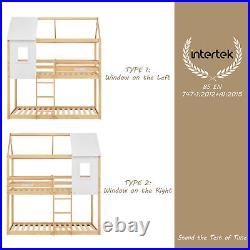 Kids Double Bunk Bed Frame Treehouse High Sleeper Solid Pine Wood 3FT 90x190 cm
