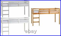 Kids Mid Sleeper, Cabin, Bunk Bed in Pine, Grey & White Childrens Loft Bed