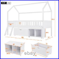 Kids Single Bunk Loft Cabin Bed Children Mid Sleeper with Drawer and Compartment