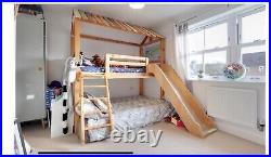 Kids Treehouse Bunk Bed Solid Pine With metal Slide and Ladder Bespoke made