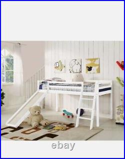 Kids White Cabin Bunk Bed Mid Sleeper Slide/Ladder Wooden (COLLECTION ONLY)