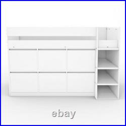 Kids White Cabin Bunk Bed + Storage Drawers Solution Wooden