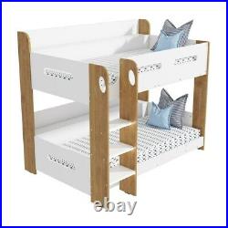 Kids White and Oak Wooden Bunk Bed