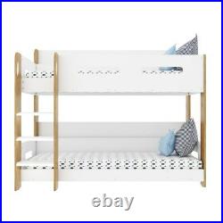 Kids White and Oak Wooden Bunk Bed