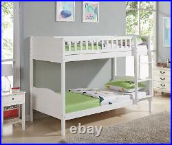 Kids Wooden Bunk Bed Single Frame White Pine with Mattress Option