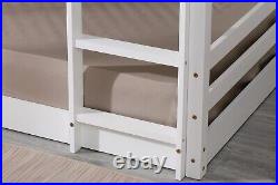 Kids Wooden Bunk Bed Solid Pine Headboard Ladder Children Low Sleeper Bedframe