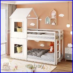 Kids Wooden Treehouse 3ft Single Bed Bunk Bed Solid Pine Wood Frame High Sleeper