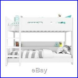 Kids Wooden White Bunk Bed Frame High Sleeper 3Ft Cabin Childrens Beds Wood