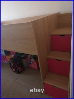 Kids bunk bed with storage steps and mattress