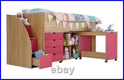 Kids bunk bed with storage steps and mattress