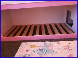 Kids pink and white bunk beds, single size, kids funtime bunkbeds