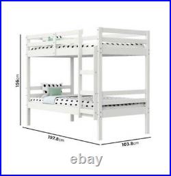 Kids white wooden frame bunk bed double single bed modern unisex/girls/boys