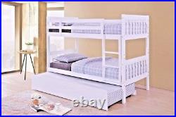 Lavish Lydia Solid Wooden 3'ft Single Bunk Bed In White Finish +trundle Option
