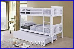 Lavish New Lydia Solid Wooden 3ft Single Bunk Bed Frame In White Or Oak Finish