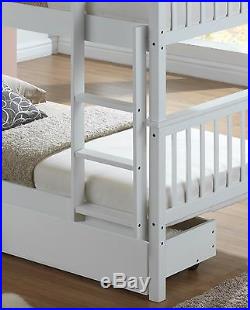 Lavish New Solid Hard Wooden 3ft Single Bunk Bed In Beech & White Finish