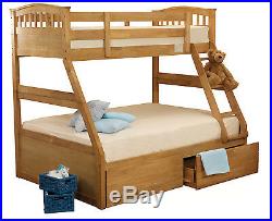 Lavish Sweet Dreams Epsom Solid Wooden Triple Bunk Bed In White And Oak Finish