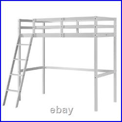 Loft Bed Single Top High Sleeper Pine Wood Frame Children Bunk Base with Ladder
