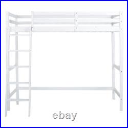 Loft Bed with Ladder Solid Wood Bunk Bed Frame Bedstead High Sleeping Bed White