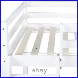 Loft Bed with Ladder Solid Wood Bunk Bed Frame Bedstead High Sleeping Bed White