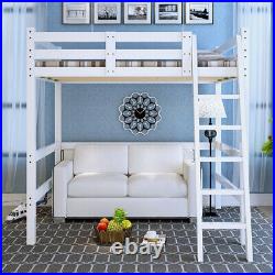 Loft Bunk Bed Frame 3FT Single Kids Wooden High Sleeper Cabin Bedstead with Ladder