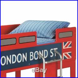 London Red Bus Wood Kids Theme Bunk Bed 3ft Single with 4 Mattress Options
