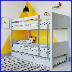 Luca Kids Bunk Bed with Pull Out Trundle in Pale Grey LLL002