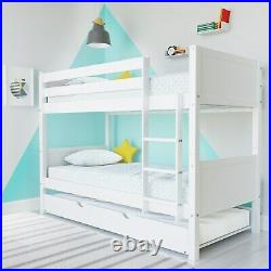 Luca Kids Bunk Bed with Pull Out Trundle in White LLL001