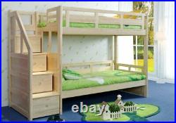Luxury Single Pine Wooden Bunk Bed With Staircase Storage Drawers In Stairs