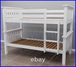 MB Lucca White Wooden Bunk Bed 3FT Single