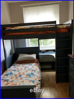 M&S Wooden Bunk Bed Unit Plus Chest drawers And Mattresses In Blue