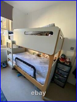 Made Transformable Bunk Beds with Bed Bases No mattress, White Wood