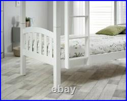 Mayflower Solid Wood White Bunk Bed 3ft Single Bed With Mattresses Bedroom