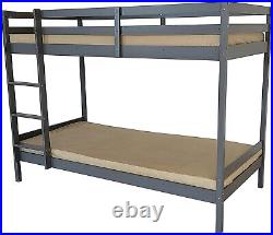 Mecor Wooden Bunk Bed in Grey, 3FT, HEAVY DUTY, BUNK BED FOR KIDS, CHILDREN 3FT