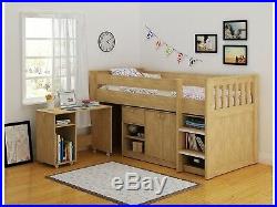Merlin Bunk Bed with Storage, Shelves, Cupboards, Pullout Desk, Bookcase in Oak
