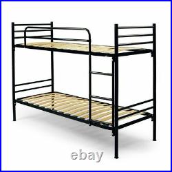 Metal Bunk Bed Black With Wooden Slats Size 80x190