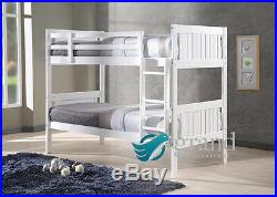Miami Wooden Kids Bunk Bed White Shaker Style Modern Grey 3FT Single Natural