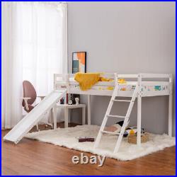 Mid Sleeper Bed with Slide Ladder 3FT Single Pine Bed Frame Bunk Bed for Child