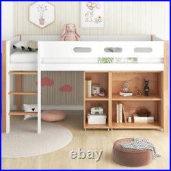 Mid Sleeper Bunk Bed Loft Bed With Storage Cabinets Wooden Single Bed Frames White