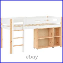 Mid Sleeper Bunk Bed Loft Bed With Storage Cabinets Wooden Single Bed Frames White