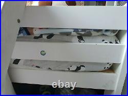Mid-cabin sleeper bunk bed with ladder and slide in white, mini playground