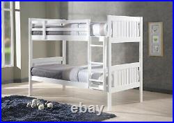 Milan Kids Wooden Bunk Bed Frame with Mattress White Grey Shaker Style Double