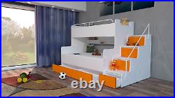 Modern Bedroom Kids Youth Boy Or Girl Double Triple Bunk Bed Storage Mattresses