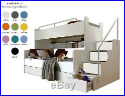 Modern Bedroom Kids Youth Double Triple Bunk Bed Storage Mattresses Boy Girl
