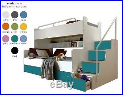 Modern Bedroom Kids Youth Double Triple Bunk Bed Storage Mattresses Boy Girl