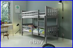 Modern Bunk Bed Solid Wood Wooden Frame Child Youth Boy Girl Mattresses Carino 1