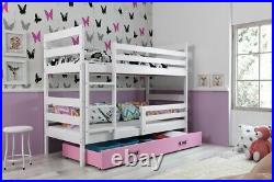 Modern Double Bunk Bed Ladder Storage Bed Pine Tree Wood Frame Bedroom Boy Girl