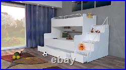 Modern Double Or Triple Bunk Bed Child Youth Kids Bedroom Storage Mattresses