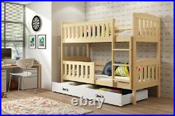 Modern Double Solid Wood Wooden Bunk Bed Storage Bed Pine Wood Frame Bedroom